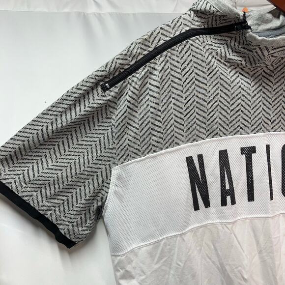 Parish Nation Short Sleeve Pullover Hooded Sweatshirt White Gray Zipper Men's 1X - Picture 3 of 16